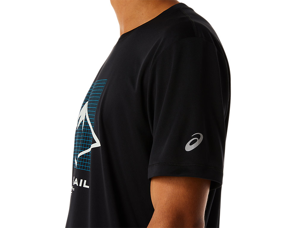 Camiseta Asics Fujitrail Logo Sleeve Masculino Pretas | 6514-PCYIU