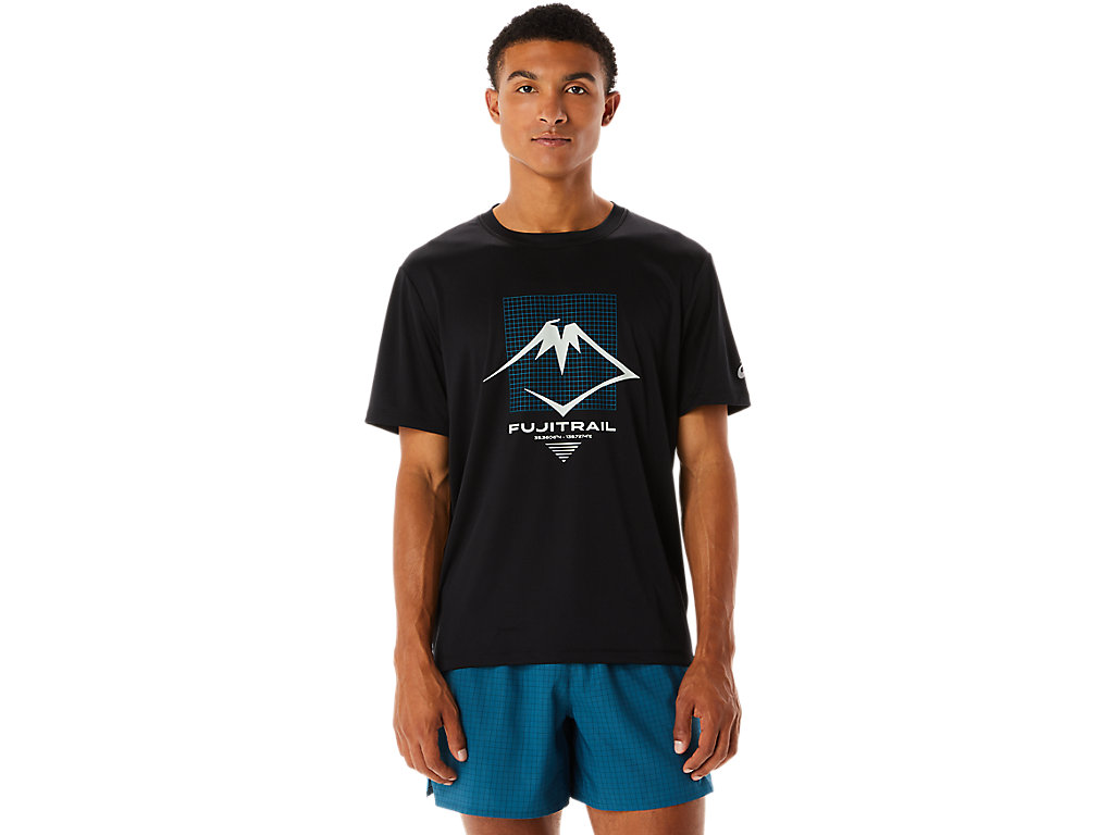 Camiseta Asics Fujitrail Logo Sleeve Masculino Pretas | 6514-PCYIU