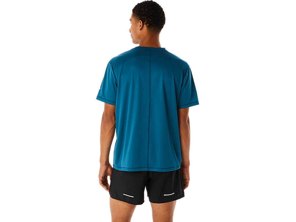 Camiseta Asics Fujitrail Logo Sleeve Masculino Turquesa | 9064-SJXFE