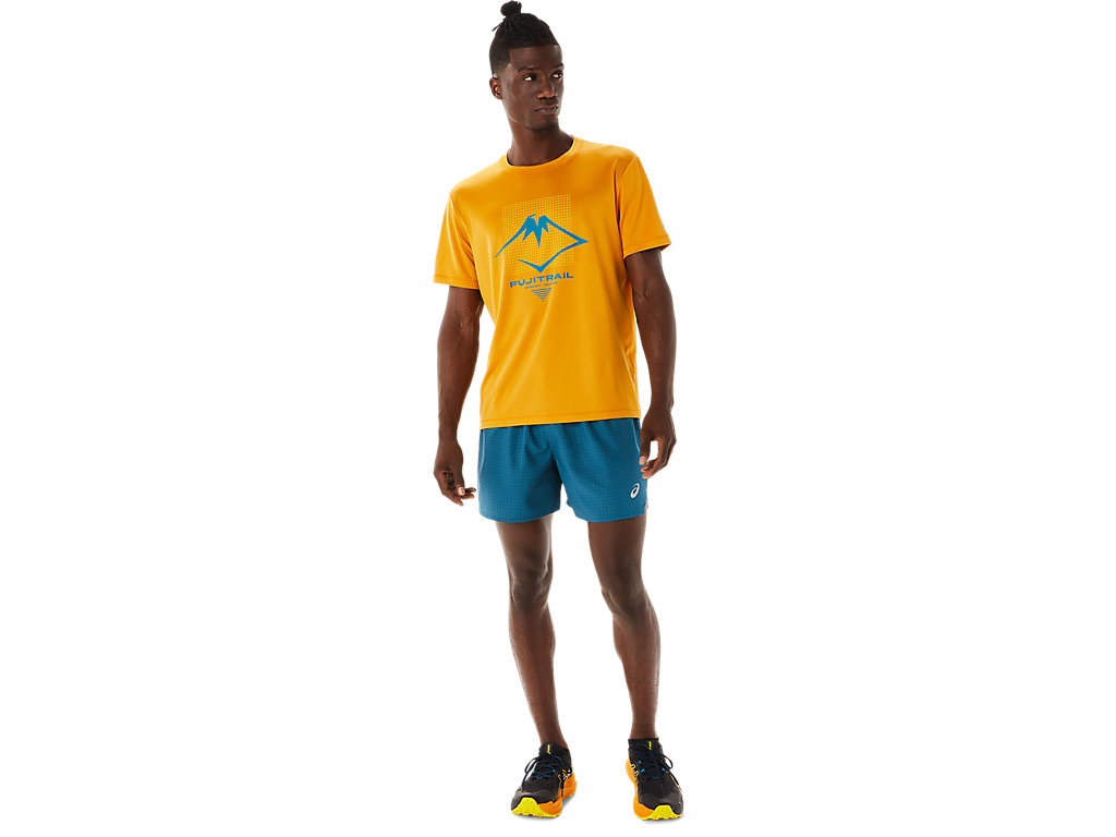 Camiseta Asics Fujitrail Logo Sleeve Masculino Bege | 9428-DNVGK