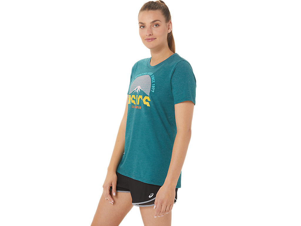 Camiseta Asics Gsg Since 1977 Adventure Crew Feminino Verdes Escuro | 4321-YKIMZ