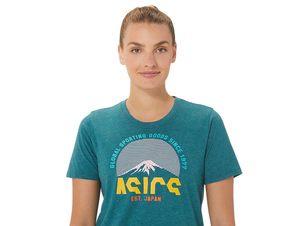 Camiseta Asics Gsg Since 1977 Adventure Crew Feminino Verdes Escuro | 4321-YKIMZ