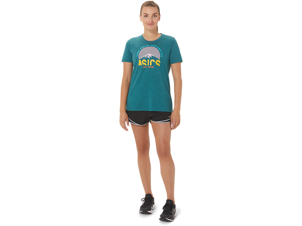 Camiseta Asics Gsg Since 1977 Adventure Crew Feminino Verdes Escuro | 4321-YKIMZ