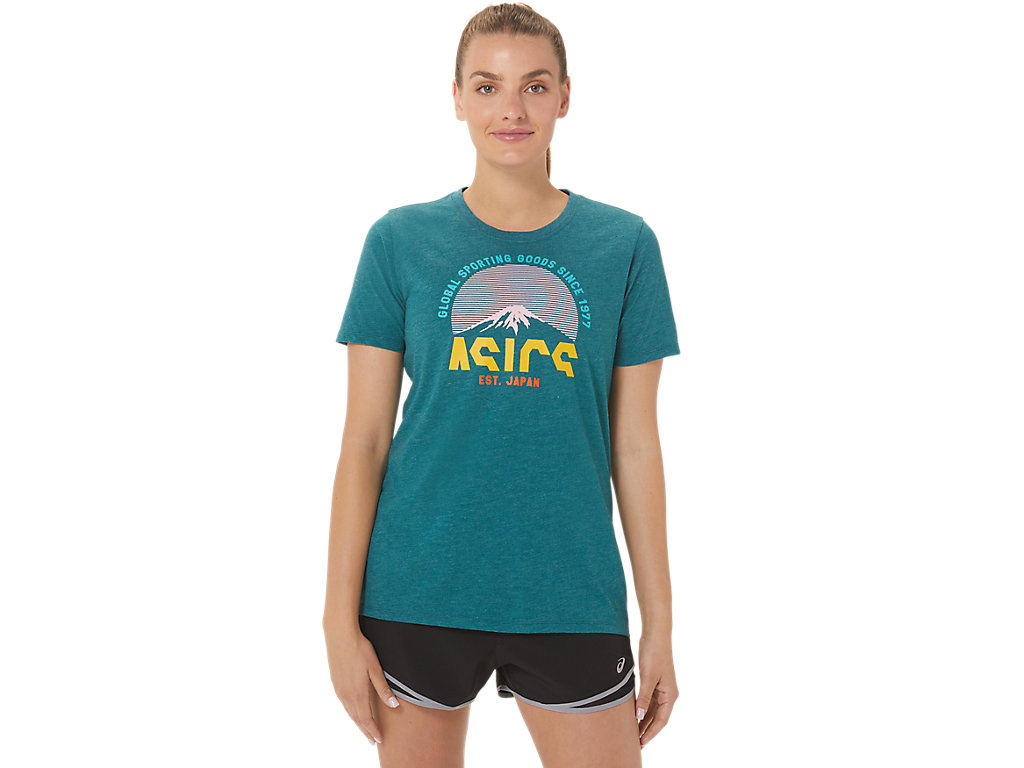 Camiseta Asics Gsg Since 1977 Adventure Crew Feminino Verdes Escuro | 4321-YKIMZ