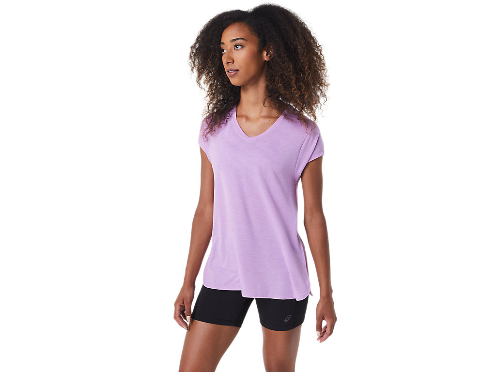 Camiseta Asics Heather Vneck Feminino Lavanda | 0973-QNGFZ