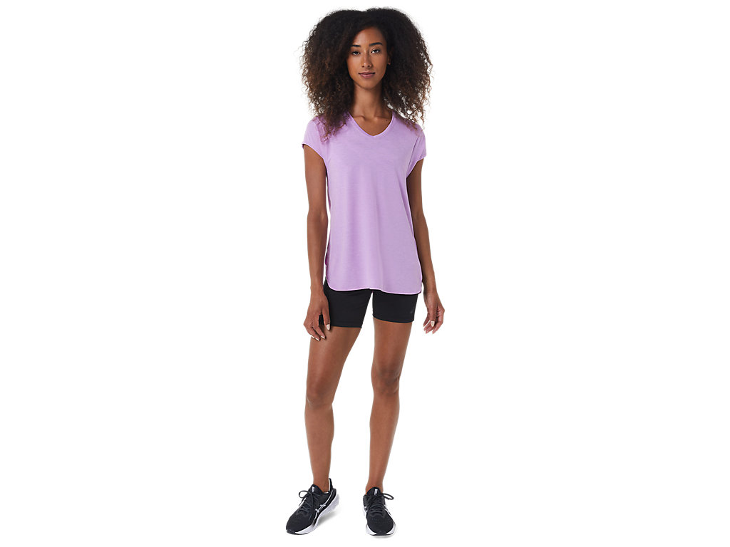 Camiseta Asics Heather Vneck Feminino Lavanda | 0973-QNGFZ