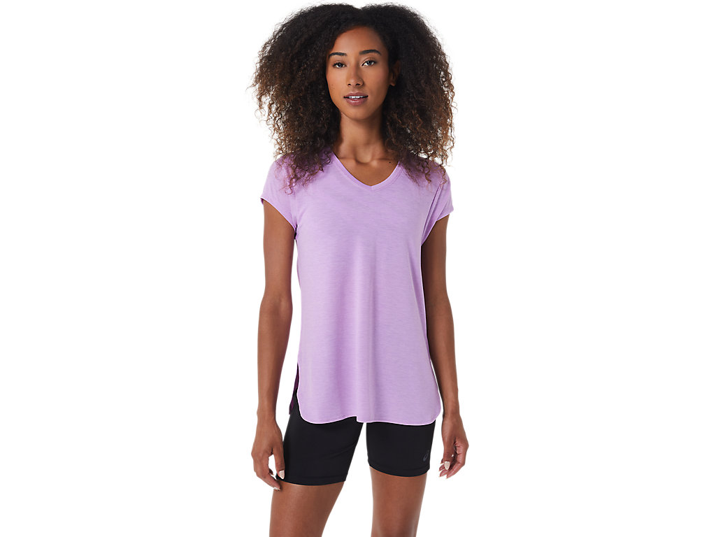 Camiseta Asics Heather Vneck Feminino Lavanda | 0973-QNGFZ