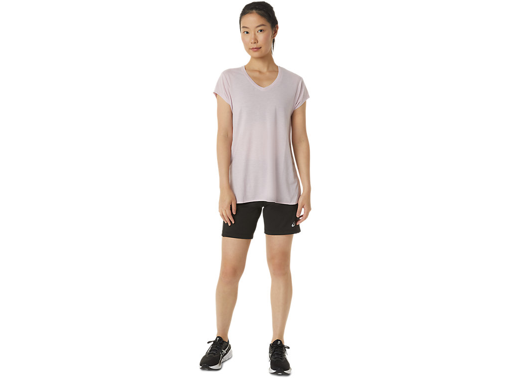 Camiseta Asics Heather Vneck Feminino Rosa | 6483-BJZIC