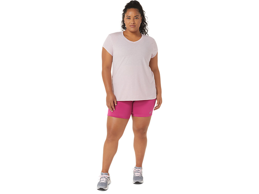 Camiseta Asics Heather Vneck Feminino Rosa | 6483-BJZIC