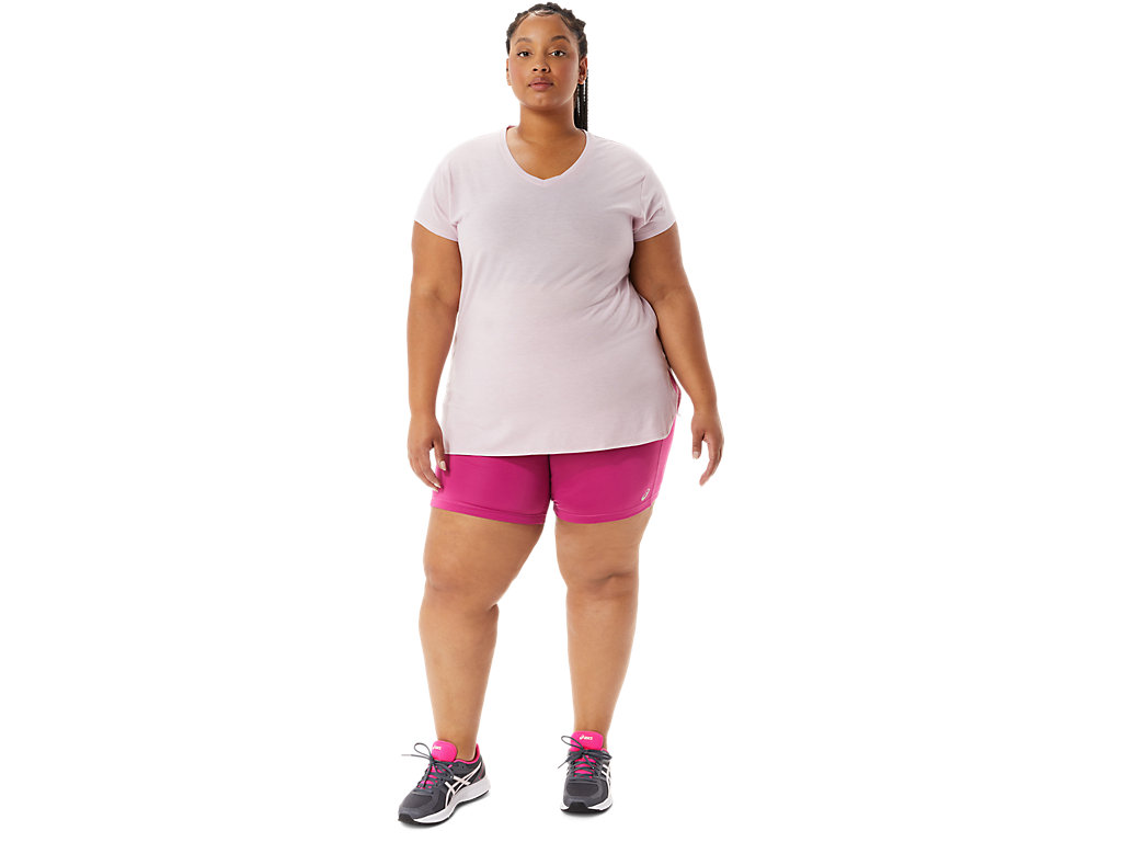 Camiseta Asics Heather Vneck Feminino Rosa | 6483-BJZIC