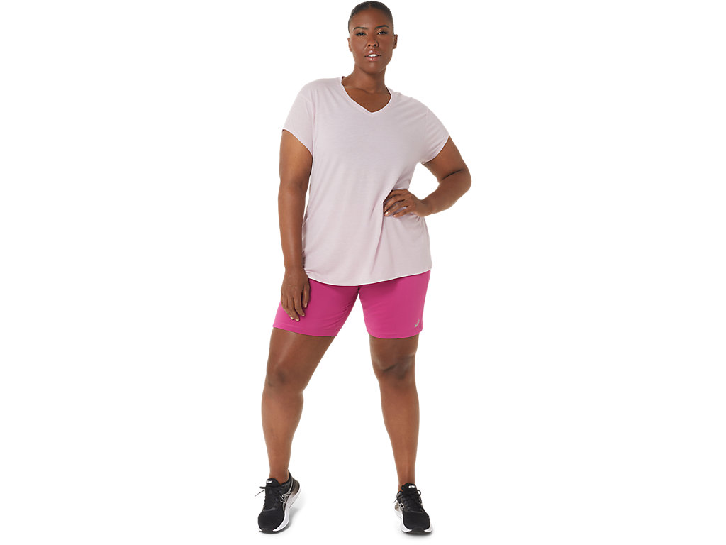 Camiseta Asics Heather Vneck Feminino Rosa | 6483-BJZIC