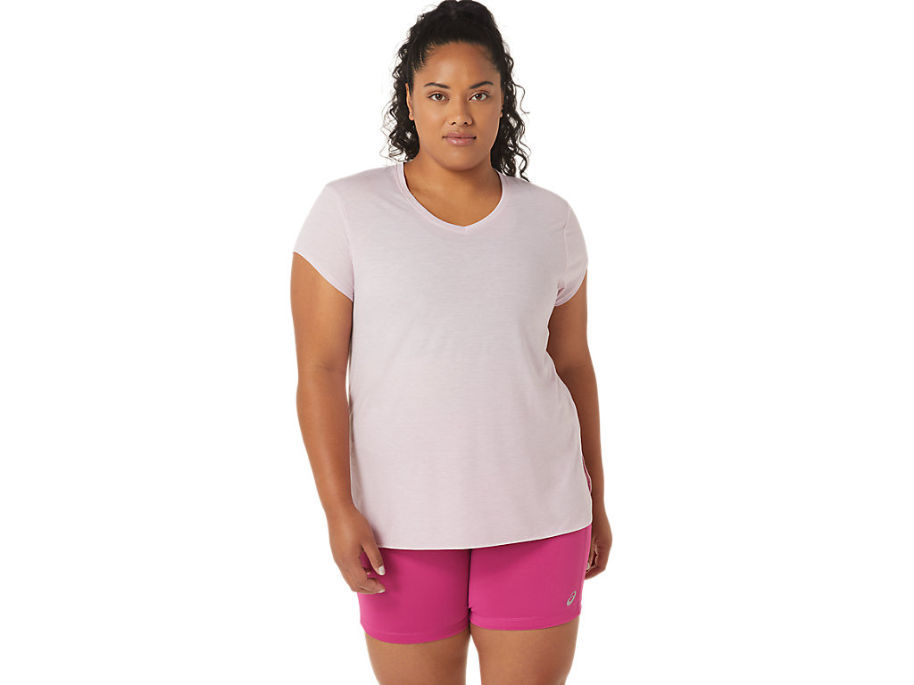 Camiseta Asics Heather Vneck Feminino Rosa | 6483-BJZIC