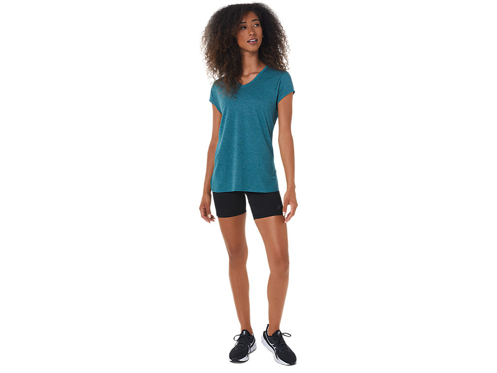 Camiseta Asics Heather Vneck Feminino Verdes Escuro | 2364-HARTU