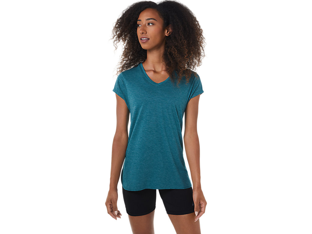 Camiseta Asics Heather Vneck Feminino Verdes Escuro | 2364-HARTU