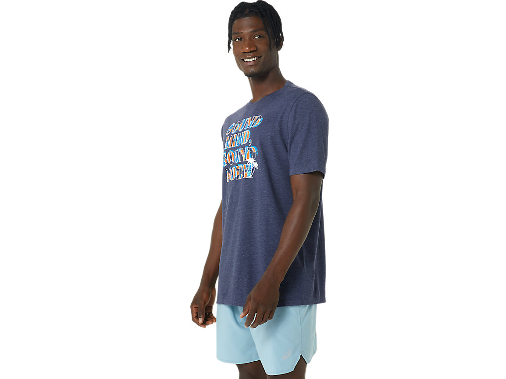 Camiseta Asics Hibiscus Slogan Tee Masculino Azul Marinho | 8349-TUWHP