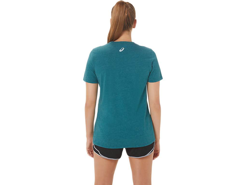 Camiseta Asics Hibiscus Spiral A Crew Feminino Verdes Escuro | 1267-KGRQW