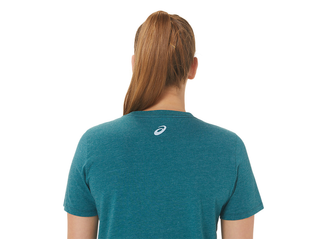 Camiseta Asics Hibiscus Spiral A Crew Feminino Verdes Escuro | 1267-KGRQW