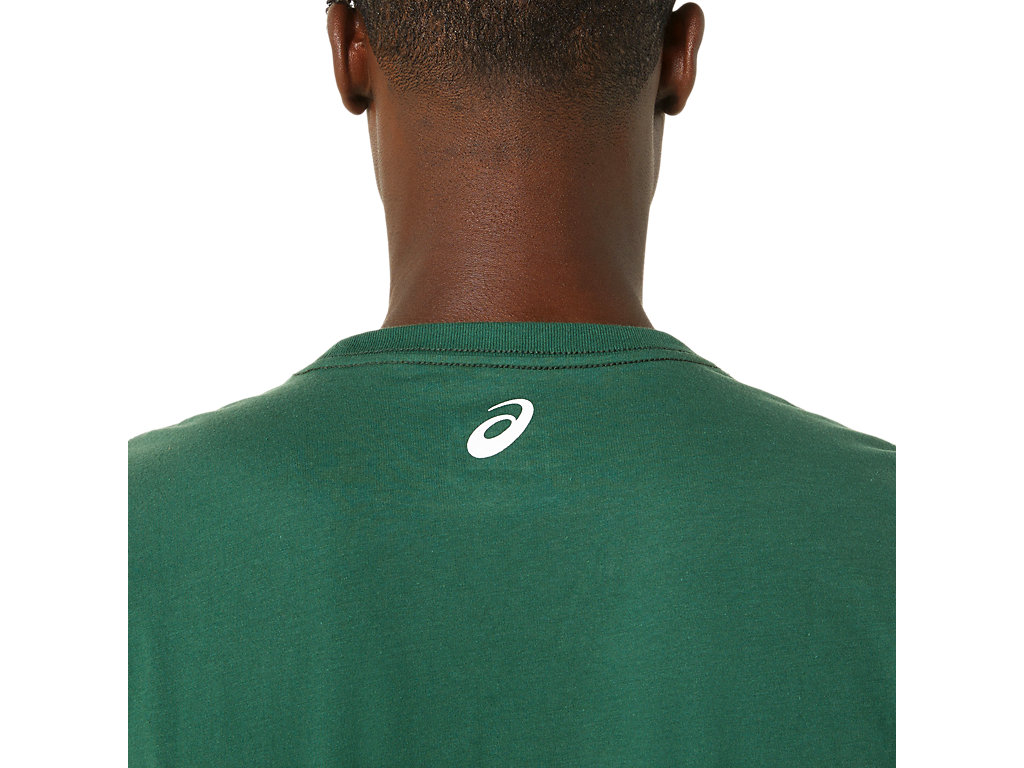 Camiseta Asics Holiday Lights Logo Crew Masculino Verdes | 9517-QDRSC