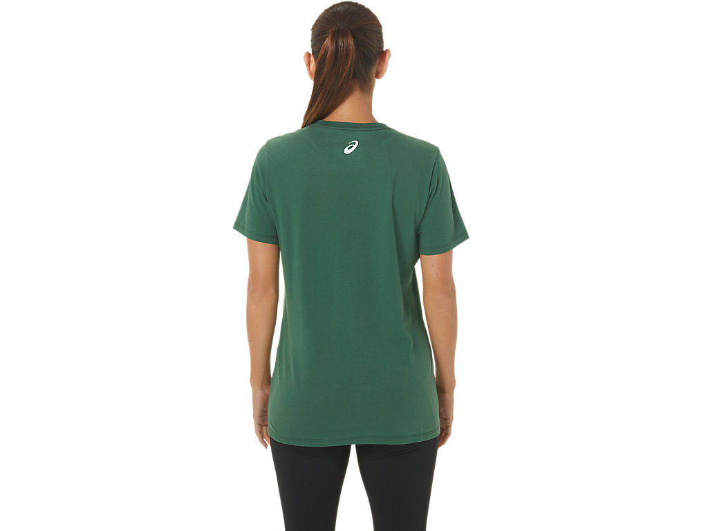 Camiseta Asics Holiday Lights Logo Vneck Feminino Verdes | 6718-JMEZC