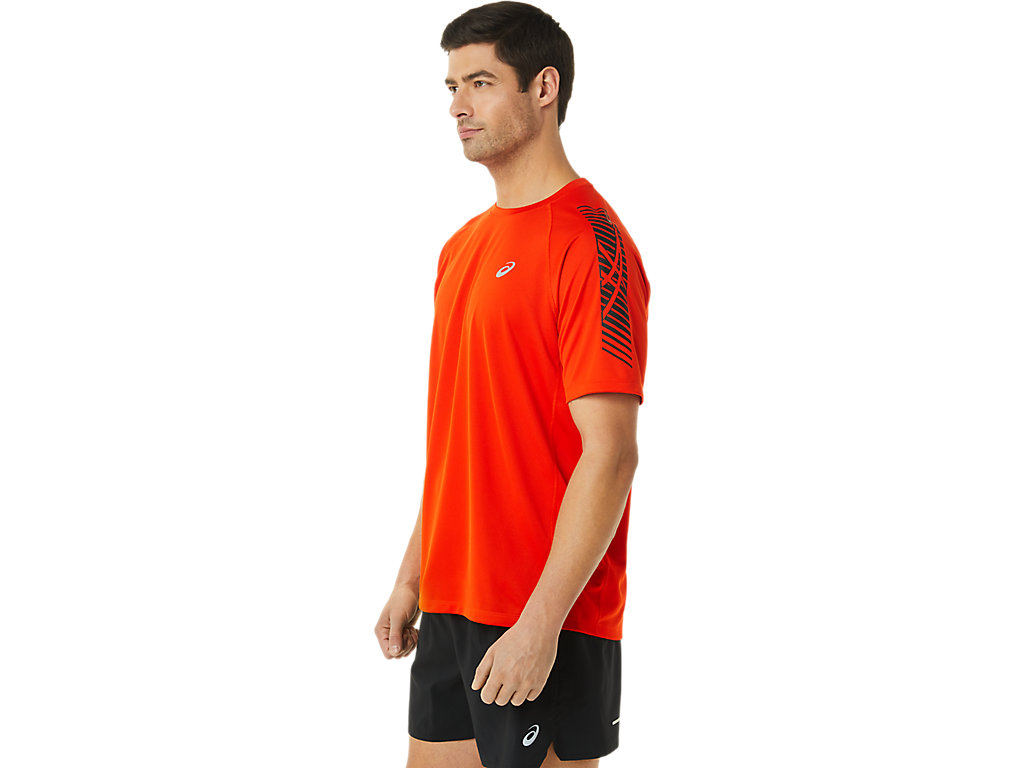 Camiseta Asics Icon Sleeve Masculino Rosa Pretas | 4160-HDBPV