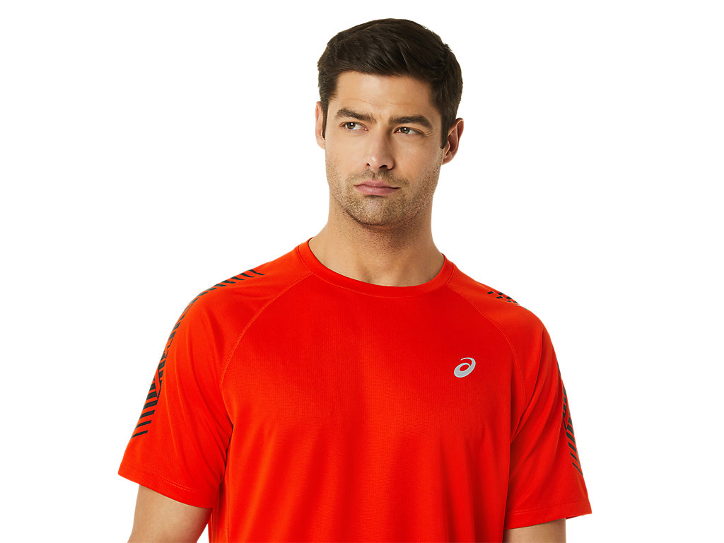 Camiseta Asics Icon Sleeve Masculino Rosa Pretas | 4160-HDBPV