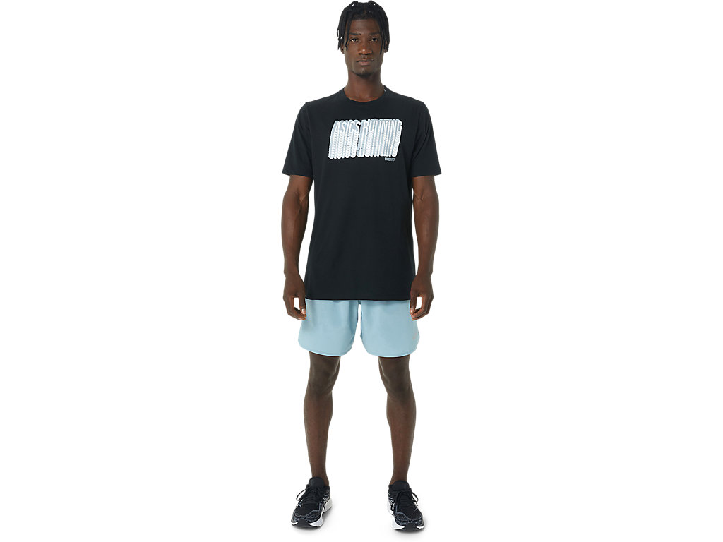 Camiseta Asics Long Abstract Logo Tee Masculino Pretas | 2485-XZFCP