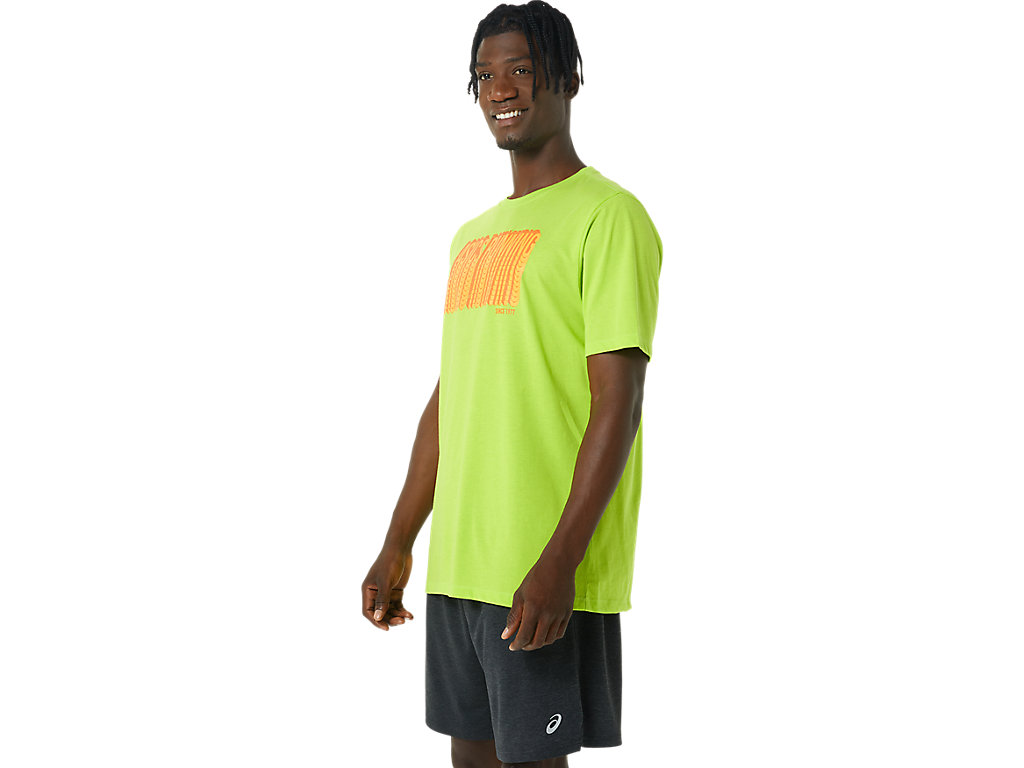 Camiseta Asics Long Abstract Logo Tee Masculino Luz Verdes | 6270-SVDMT