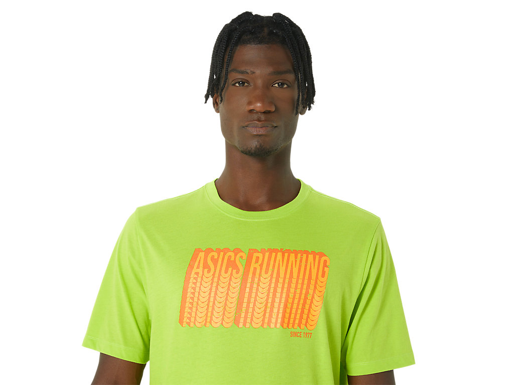 Camiseta Asics Long Abstract Logo Tee Masculino Luz Verdes | 6270-SVDMT