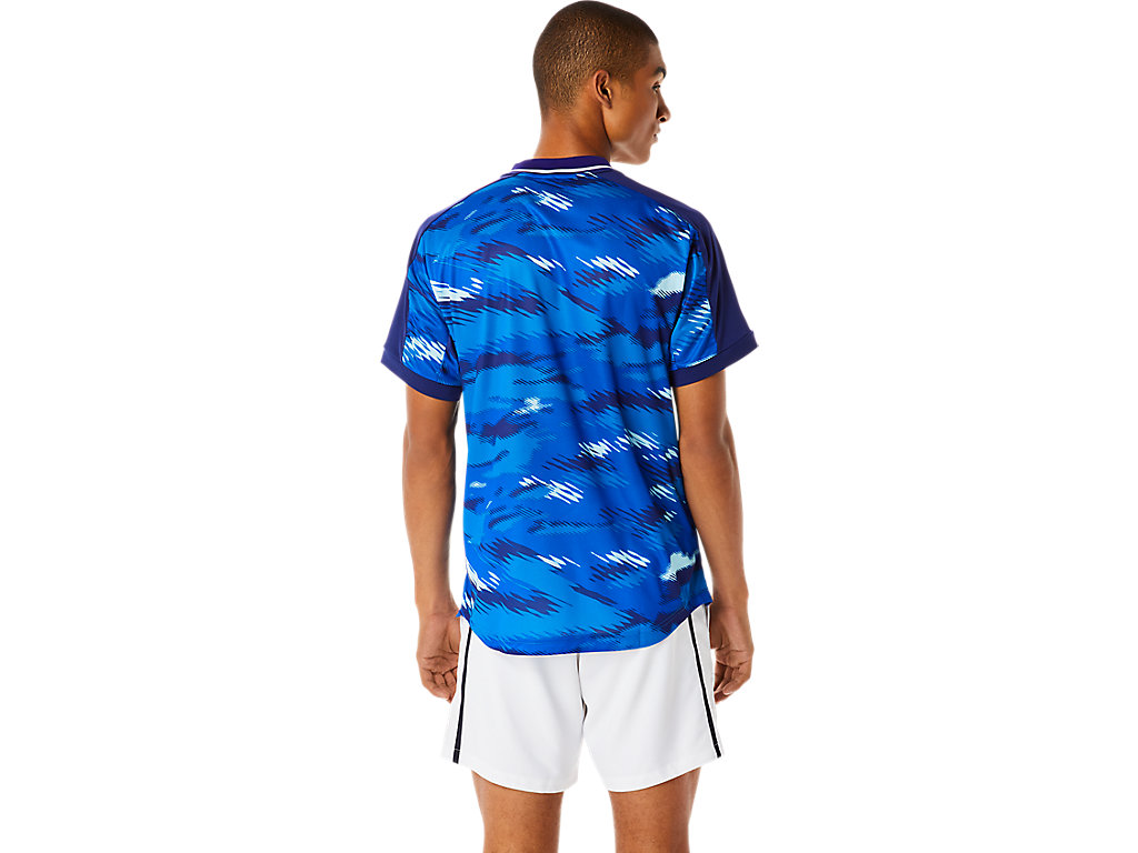 Camiseta Asics Match Gráficas Sleeve Masculino Azuis | 9207-UQVXM