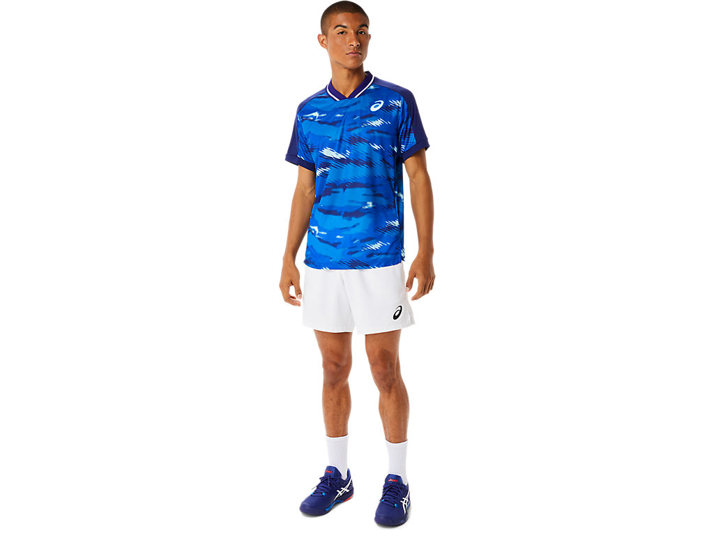 Camiseta Asics Match Gráficas Sleeve Masculino Azuis | 9207-UQVXM