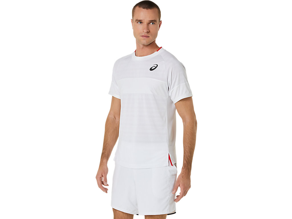 Camiseta Asics Match Sleeve Masculino Branco | 8621-MNSUD