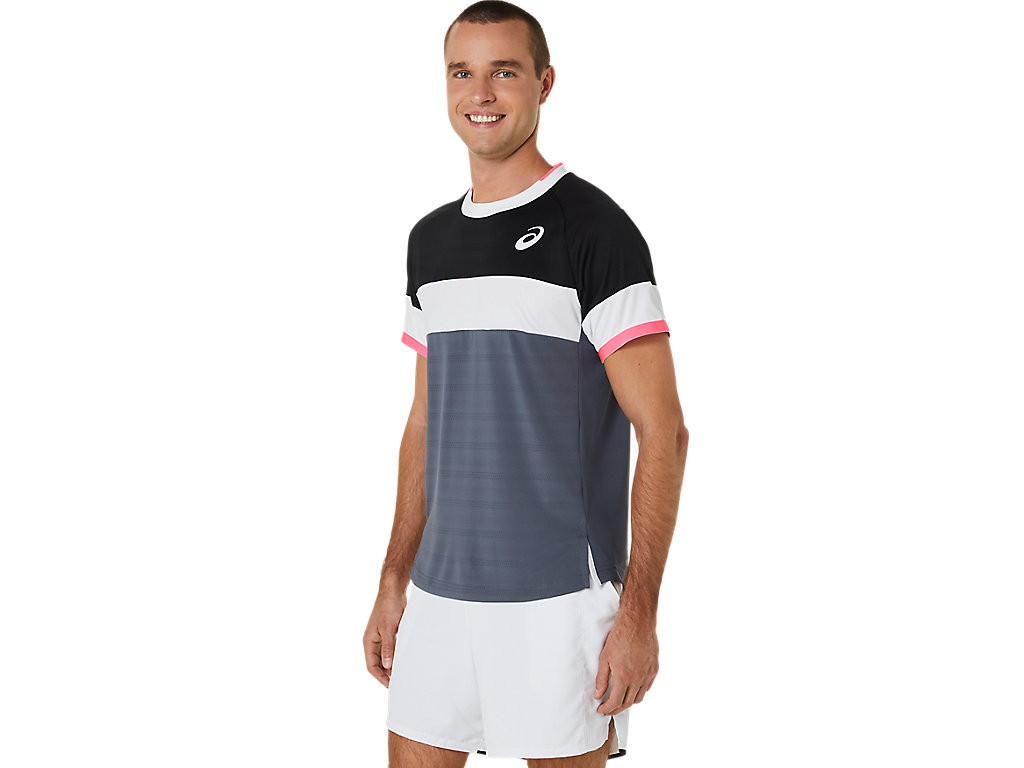 Camiseta Asics Match Sleeve Masculino Pretas Cinzentas | 7582-BSQDV