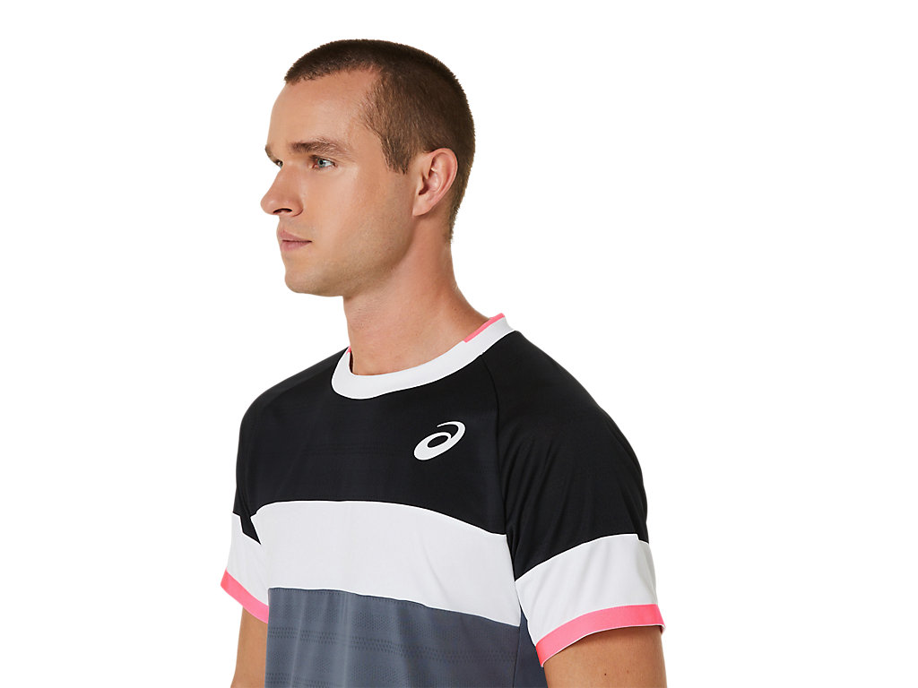 Camiseta Asics Match Sleeve Masculino Pretas Cinzentas | 7582-BSQDV