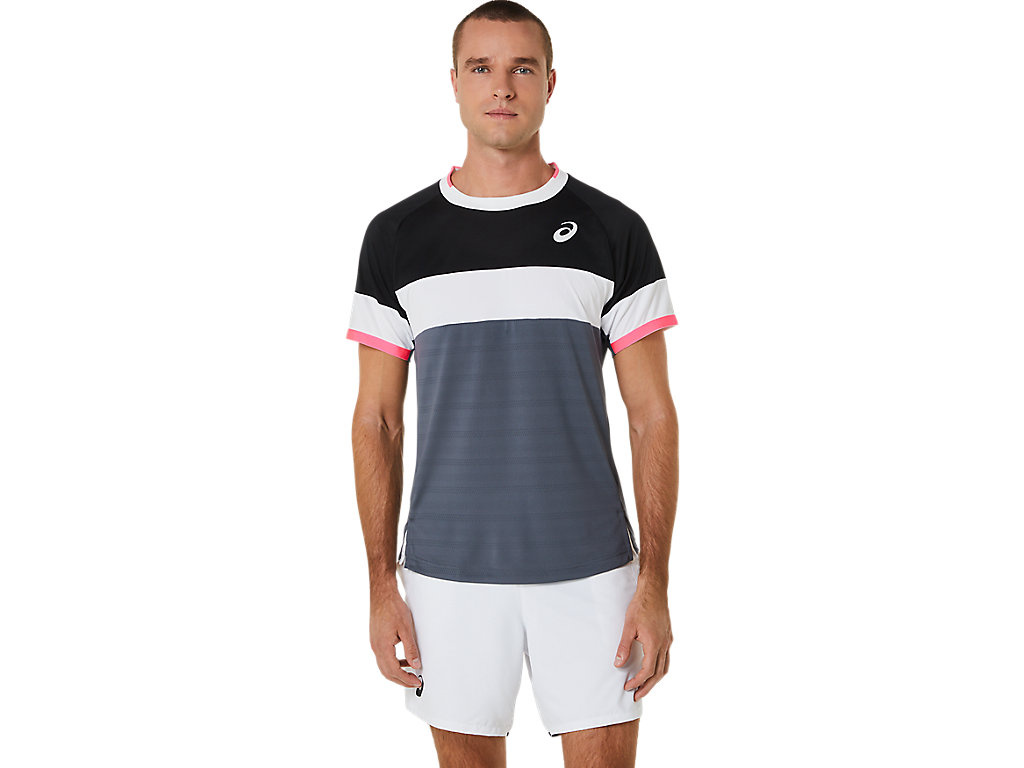 Camiseta Asics Match Sleeve Masculino Pretas Cinzentas | 7582-BSQDV