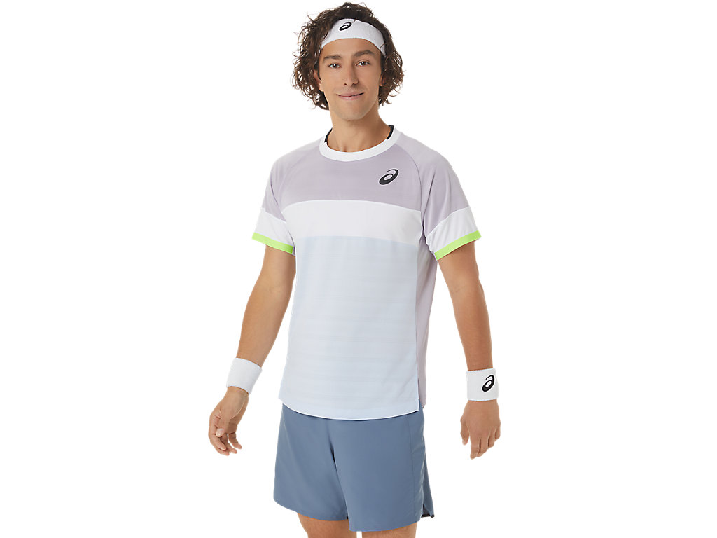 Camiseta Asics Match Sleeve Masculino Roxo Azuis | 0945-DOEZV