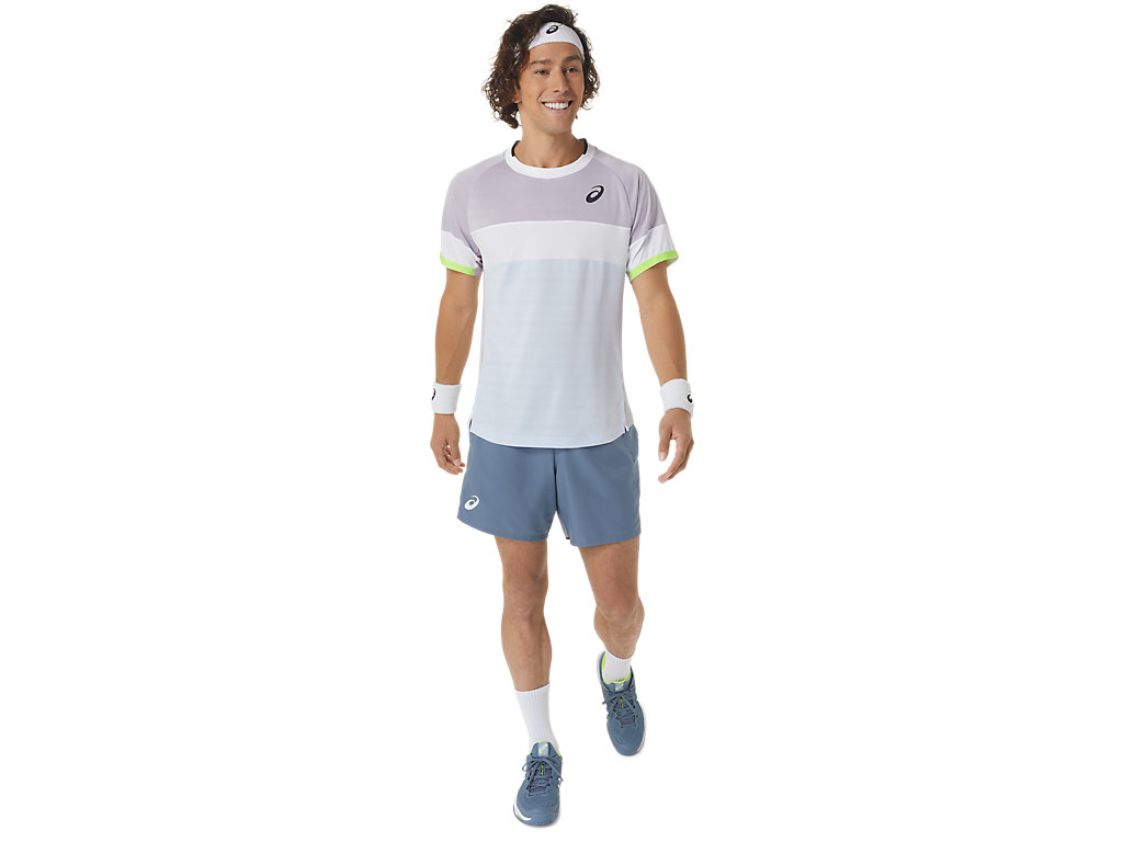 Camiseta Asics Match Sleeve Masculino Roxo Azuis | 0945-DOEZV