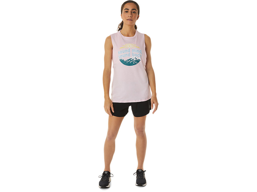 Camiseta Asics Mountain Muscle Tank Feminino Rosa Luz Azuis | 1602-EWJMG