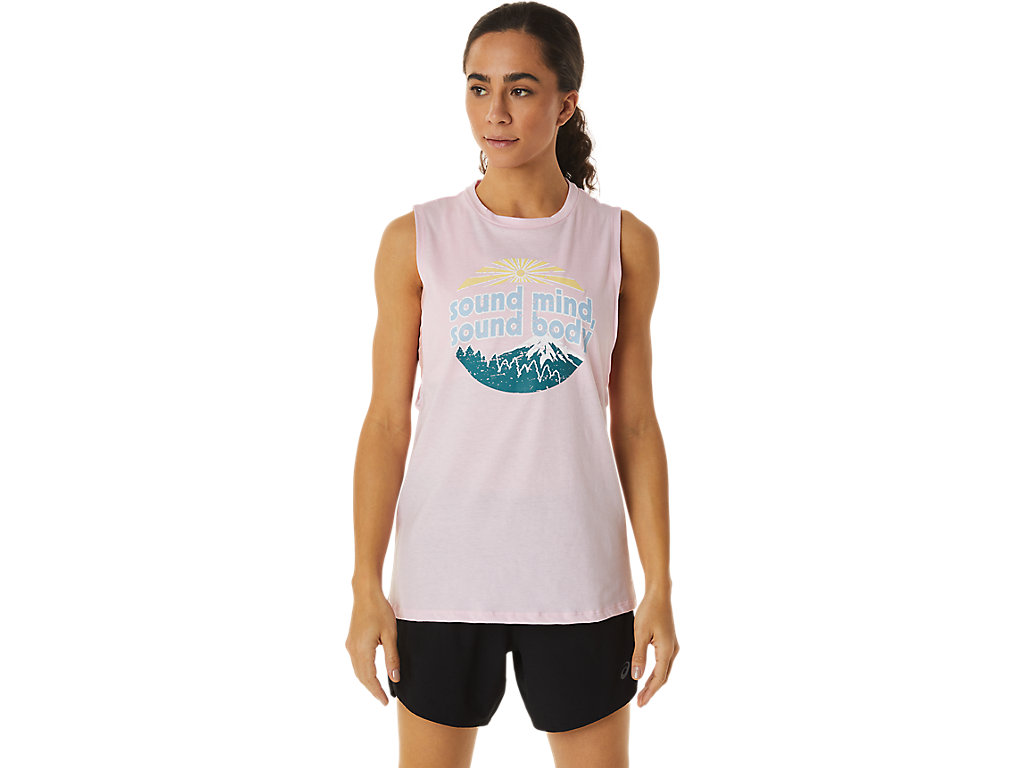 Camiseta Asics Mountain Muscle Tank Feminino Rosa Luz Azuis | 1602-EWJMG