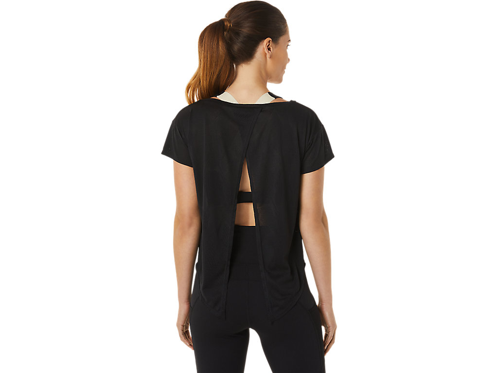 Camiseta Asics Movekoyo Jacquard Sleeve Feminino Pretas | 2760-VARGW