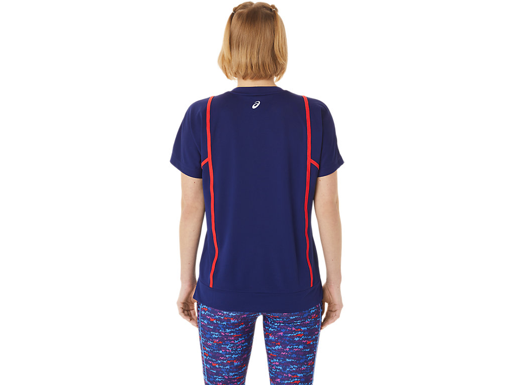 Camiseta Asics New Strong 92 Sleeve Feminino Azuis Vermelhas | 9743-UTQIF