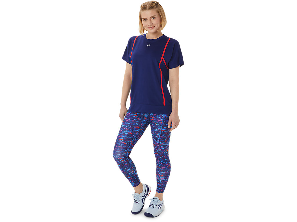 Camiseta Asics New Strong 92 Sleeve Feminino Azuis Vermelhas | 9743-UTQIF