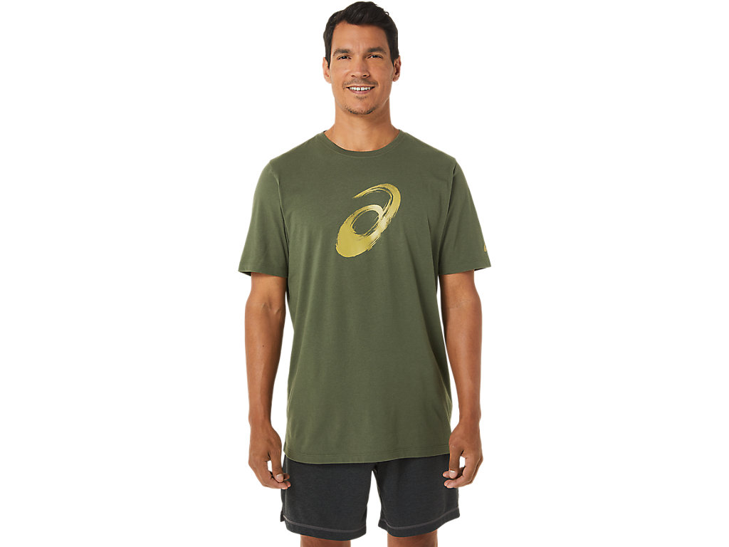 Camiseta Asics Paintbrush Sleeve Tee Masculino Verde Oliva | 9268-KRTBU