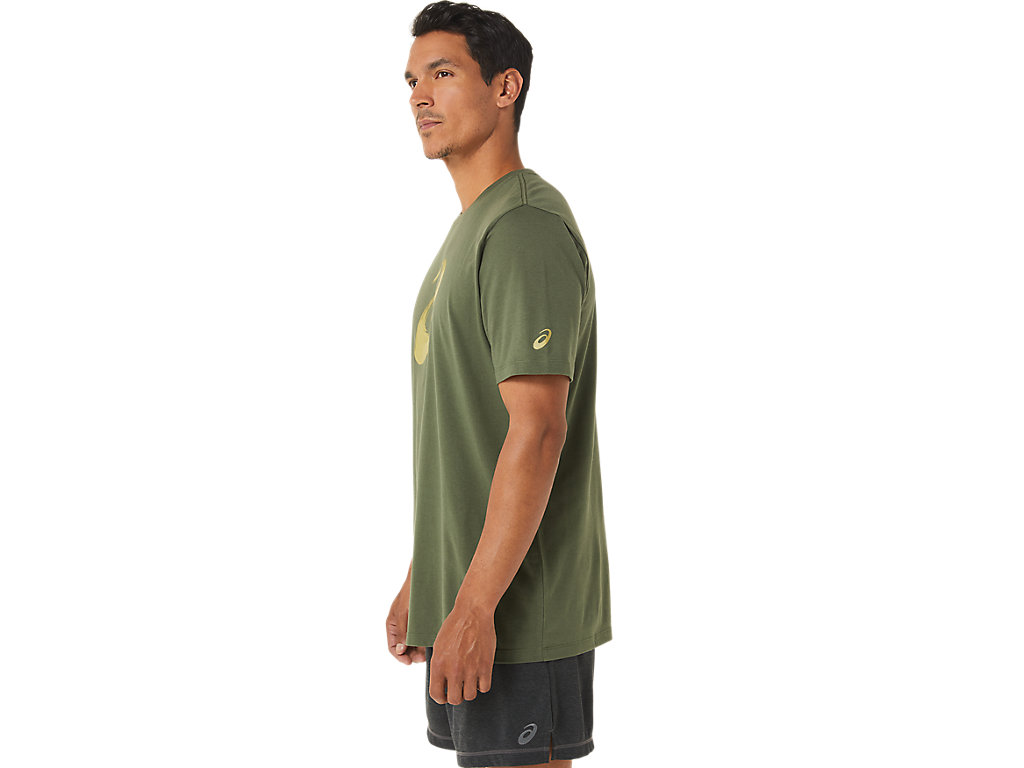 Camiseta Asics Paintbrush Sleeve Tee Masculino Verde Oliva | 9268-KRTBU