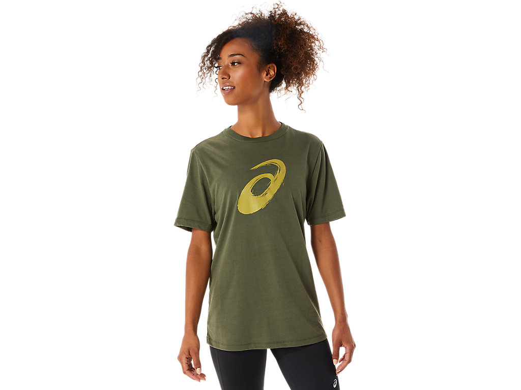 Camiseta Asics Paintbrush Sleeve Tee Masculino Verde Oliva | 9268-KRTBU