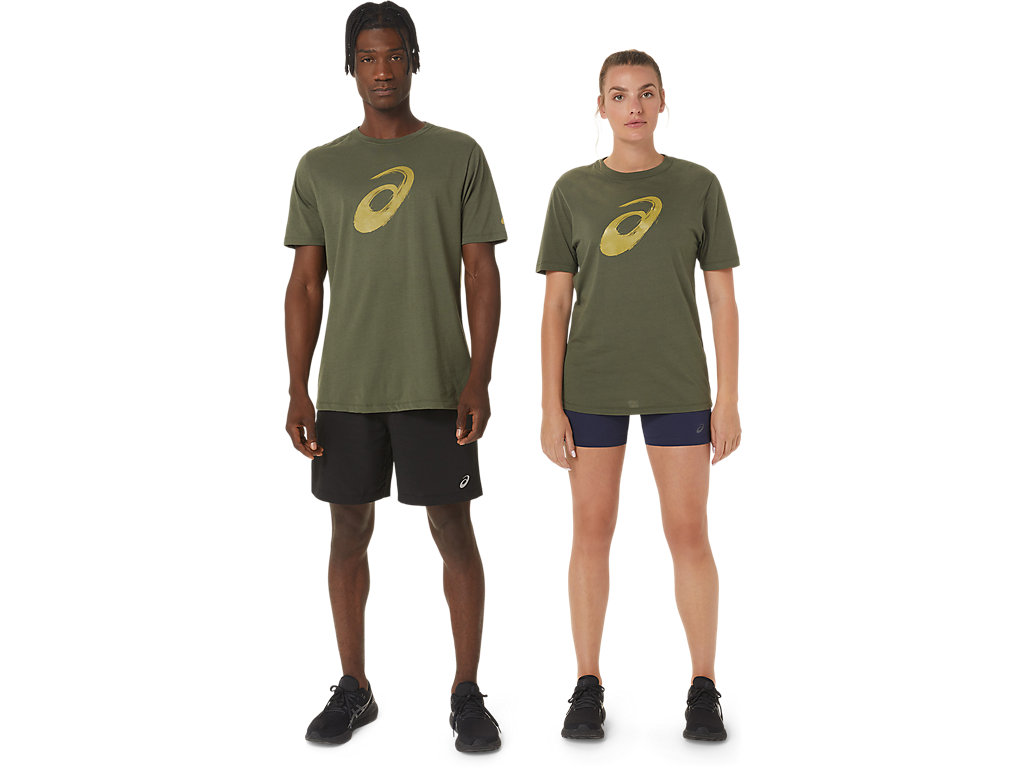 Camiseta Asics Paintbrush Sleeve Tee Masculino Verde Oliva | 9268-KRTBU