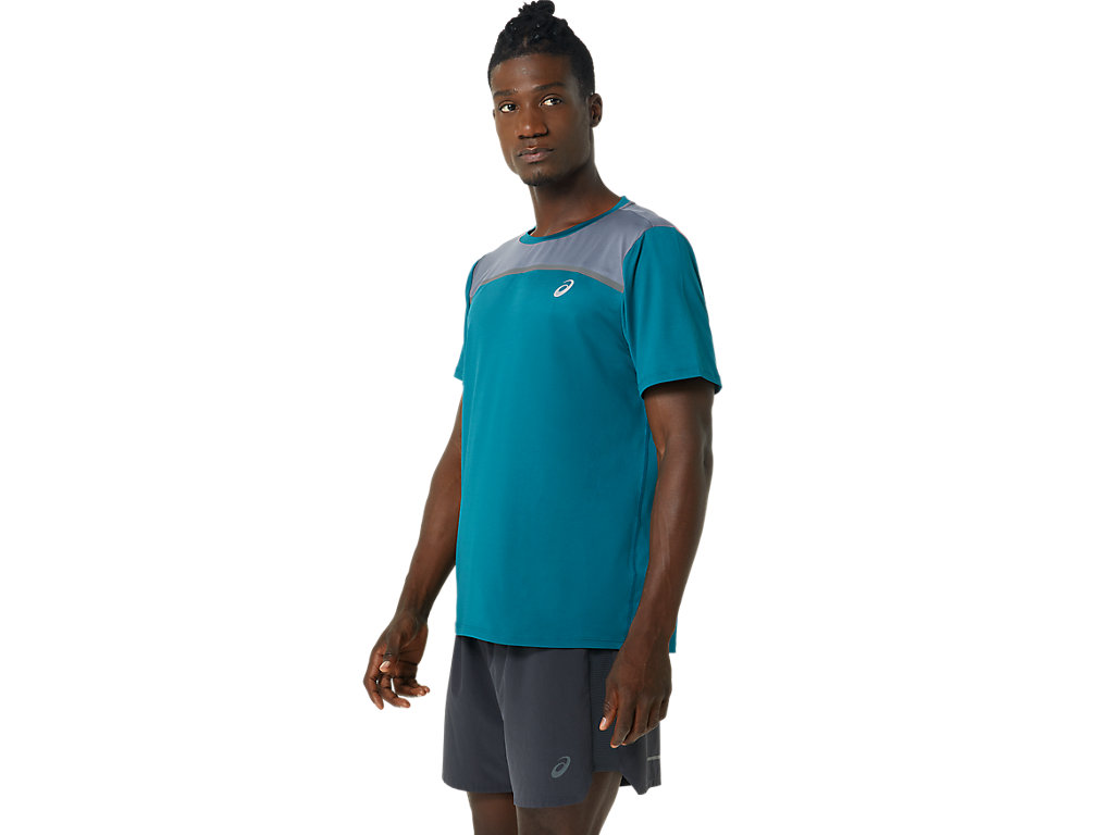 Camiseta Asics Pr Lyte Sleeve Masculino Verdes Escuro | 2714-ZKVEM