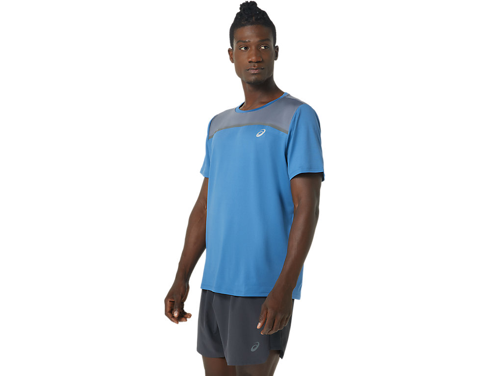 Camiseta Asics Pr Lyte Sleeve Masculino Azuis | 2894-LJMHR