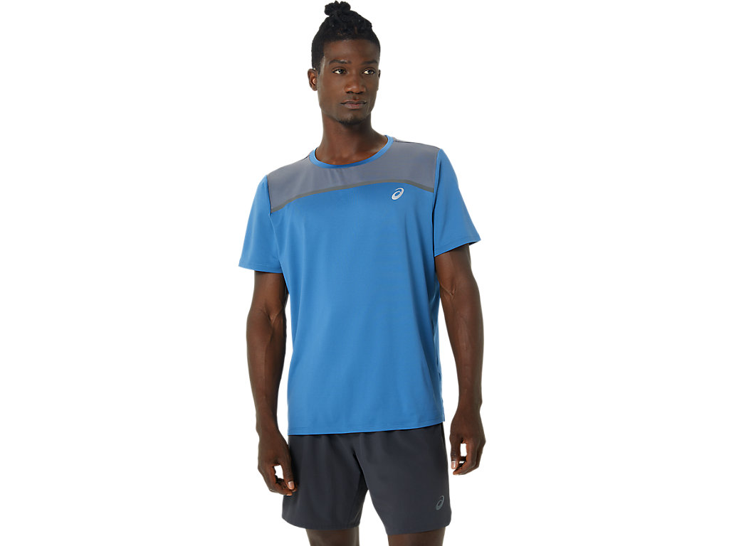 Camiseta Asics Pr Lyte Sleeve Masculino Azuis | 2894-LJMHR