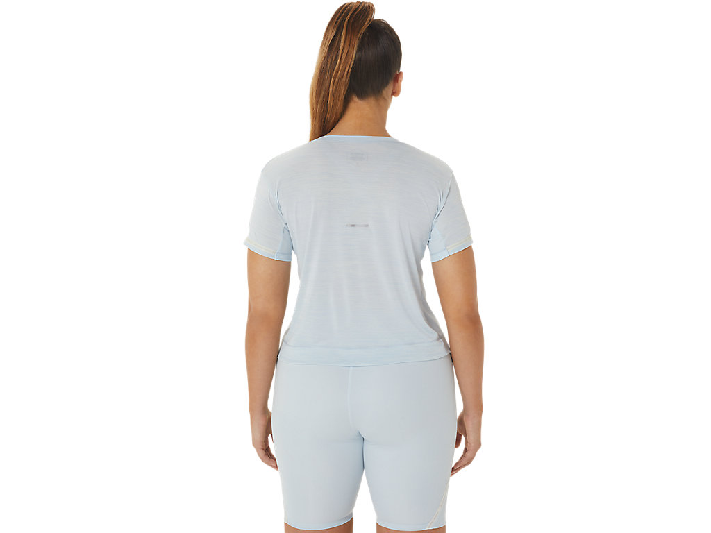 Camiseta Asics Race Crop Feminino Azuis Creme | 5239-FGHJA