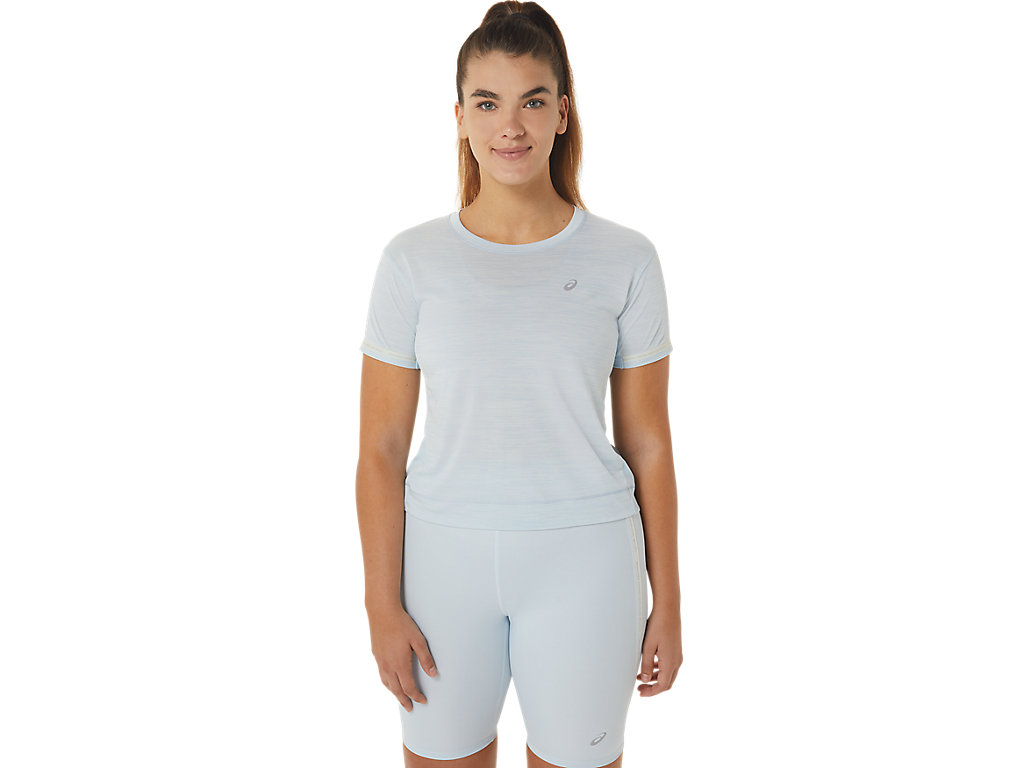 Camiseta Asics Race Crop Feminino Azuis Creme | 5239-FGHJA